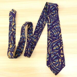 Vintage Neck Tie Mens Blue Abstract Japanese Art to Wear Designer YUKIKO HANAI